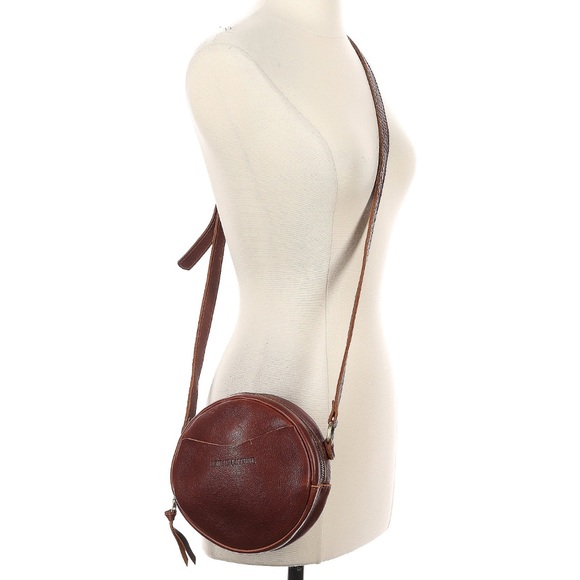 Portland Leather Circle Bag Nutmeg Brown Crossbody Canteen Round unisex - Picture 3 of 10